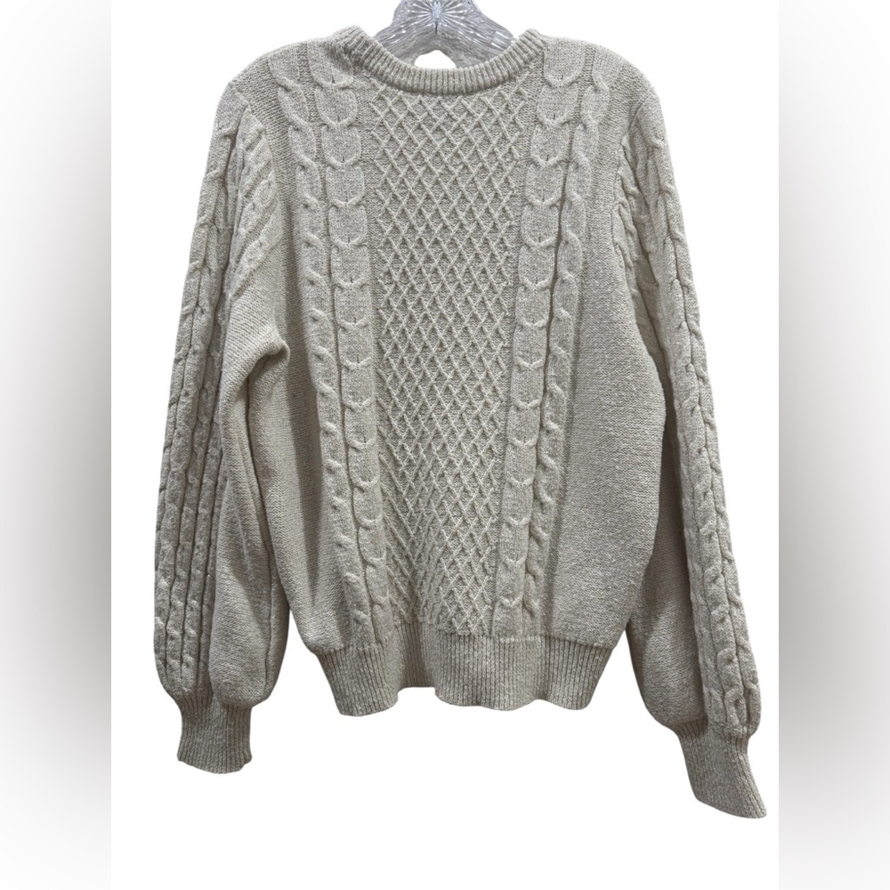 Halogen X Atlantic Pacific Chunky Cream and Gold Knit Sweater - Picture 3 of 6